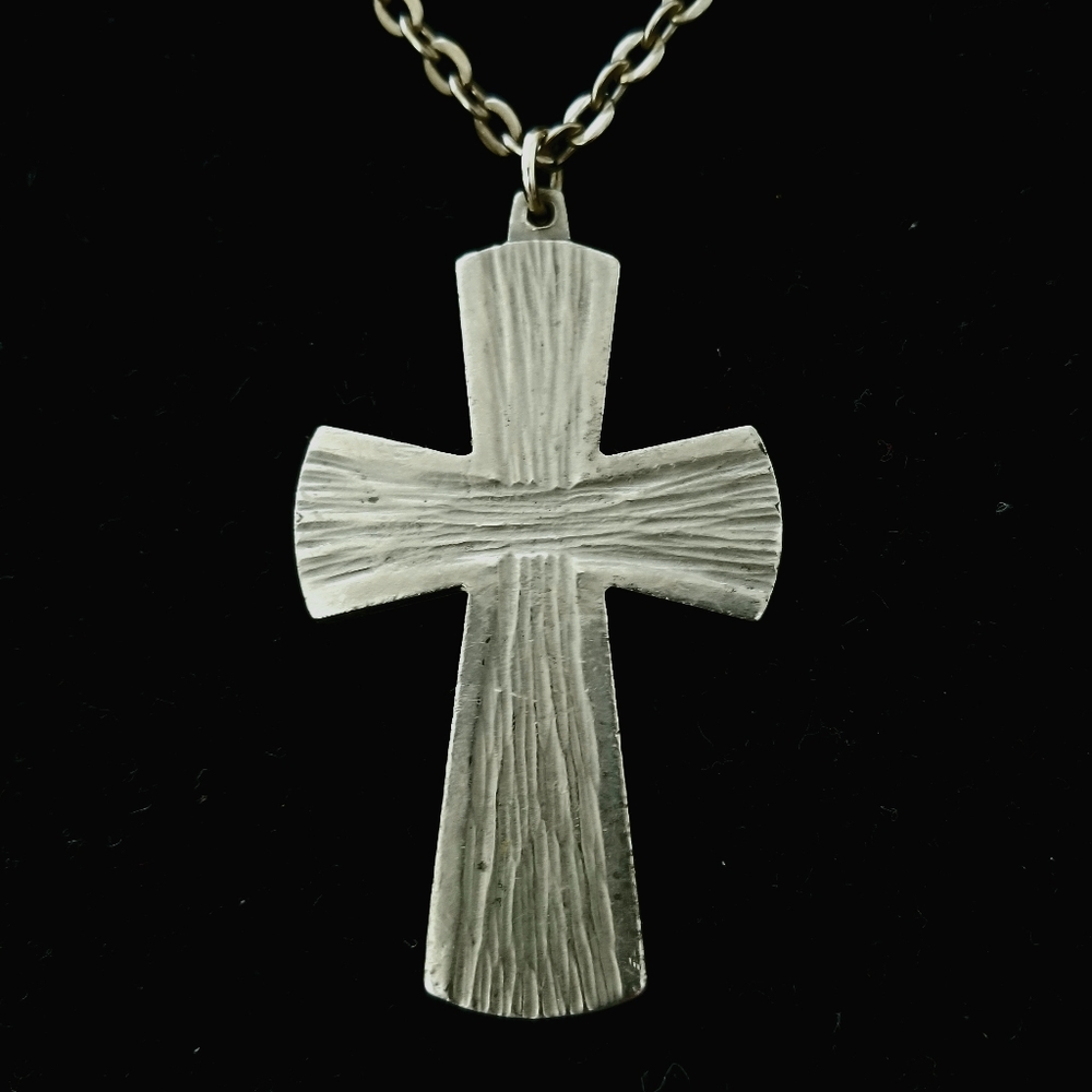 Vintage Jorgen Jensen large pewter Cross.
